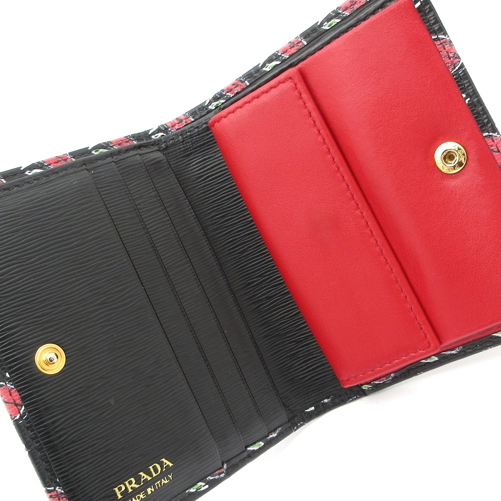 Prada Bifold Wallet 1MV204 Black Pink Multi - Picture 3 of 7